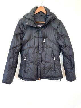 Calvin Klein down filled quilted puffer jacket with detachable hood, fitted cut